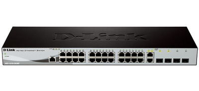 D-Link DES-1210-28/ME/B3B, WEB Smart III Switch with 24 10/100Base-TX + 2 Combo of 10/100/1000BASE-T/SFP + 2 SFP16K Mac address, 802.3x Flow Control, 802.3ad Link Aggregation, Port Mirroring, ONVIF