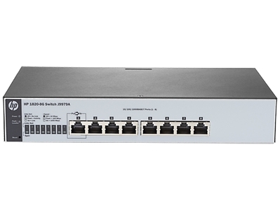 HPE 1820 8G Switch (8 ports 10/100/1000, WEB-managed, fanless, desktop, can be powered with PoE) (repl. for J9802A)