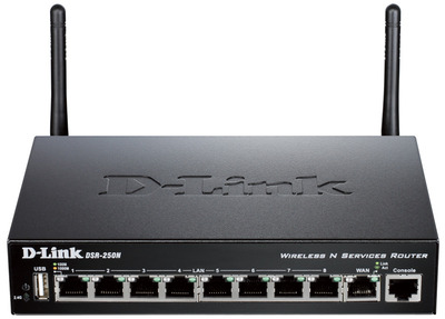 D-Link DSR-250N/C1A, Wireless N300 VPN Gigabit Router with 1 10/100/1000Base-T WAN ports, 8 10/100/1000Base-T LAN ports and 1 USB ports.Firmware for Russia. 802.11b/g/n compatible, 802.11N up to 300