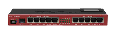 MikroTik RouterBOARD 2011UiAS with Atheros 74K MIPS CPU, 128MB RAM, 1xSFP port, 5xLAN, 5xGbit LAN, RouterOS L5, desktop case, PSU, LCD panel