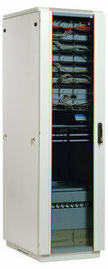 Шкаф телекоммуникационный напольный 27U (600x1000) дверь стекло (3 места)