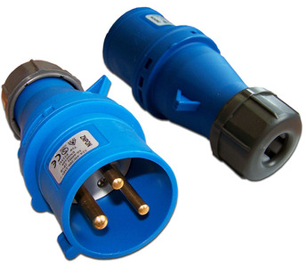 Вилка IEC 309 однофазная, папа, 32A, 250V, разборная, синяя