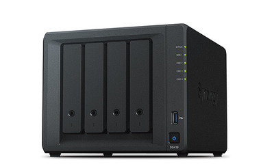 Synology QC1,4GhzCPU/2GB/RAID0,1,10,5,6/up to 4HDDs SATA(3,5' or 2,5')/2xUSB3.0/2GigEth/iSCSI/2xIPcam(up to 30)/1xPS/2YW repl DS416