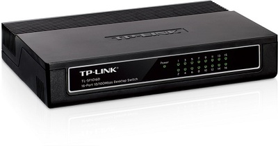 TP-Link 16-портовый 10/100 Мбит/с настольный коммутатор, 16 портов RJ45 10/100 Мбит/с, пластиковый корпус