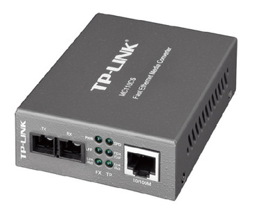 TP-Link Медиаконвертер 10/100 Мбит/с RJ45 - 100 Мбит/с разъём SC (одномодовый), полнодуплексный, до 20км, переключающийся адаптер питания, возможность установки в шасси TL-MC1400