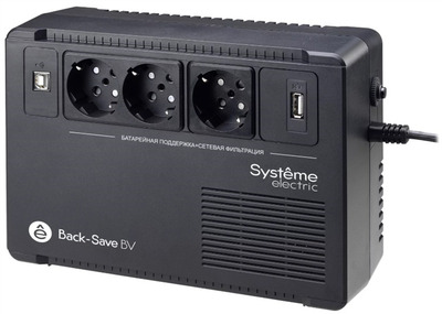 Systeme Electriс Back-Save, 400VA/240W, 230V, Line-Interactive, AVR, 3xSchuko, USB charge(type A), USB