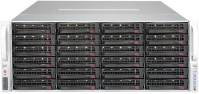 Supermicro SuperStorage 4U Server 6049P-E1CR36H noCPU(2)Scalable/TDP 70-205W/ no DIMM(16)/ 3108RAID HDD(36)LFF/ 2x10Gbe/ 5xFH/ 2x1200W