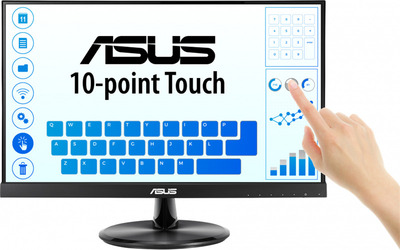 ASUS 21.5" VT229H Touch IPS LED, 1920x1080, 5ms, 250cd/m2, 178°/178°, 100mln:1, D-SUB, HDMI, USB, колонки, Tilt, VESA, Black, 90LM0490-B01170