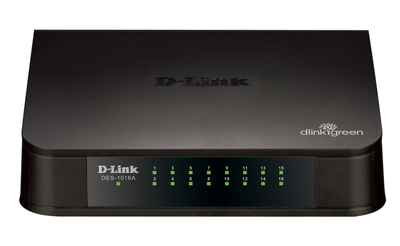D-Link DES-1016A/E1B, 16-port UTP 10/100Mbps Auto-sensing, Stand-alone, Unmanaged